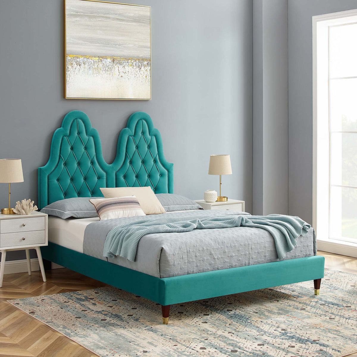 Alexandria Tufted Performance Velvet Platform Bed Modway Model: mod-6932
