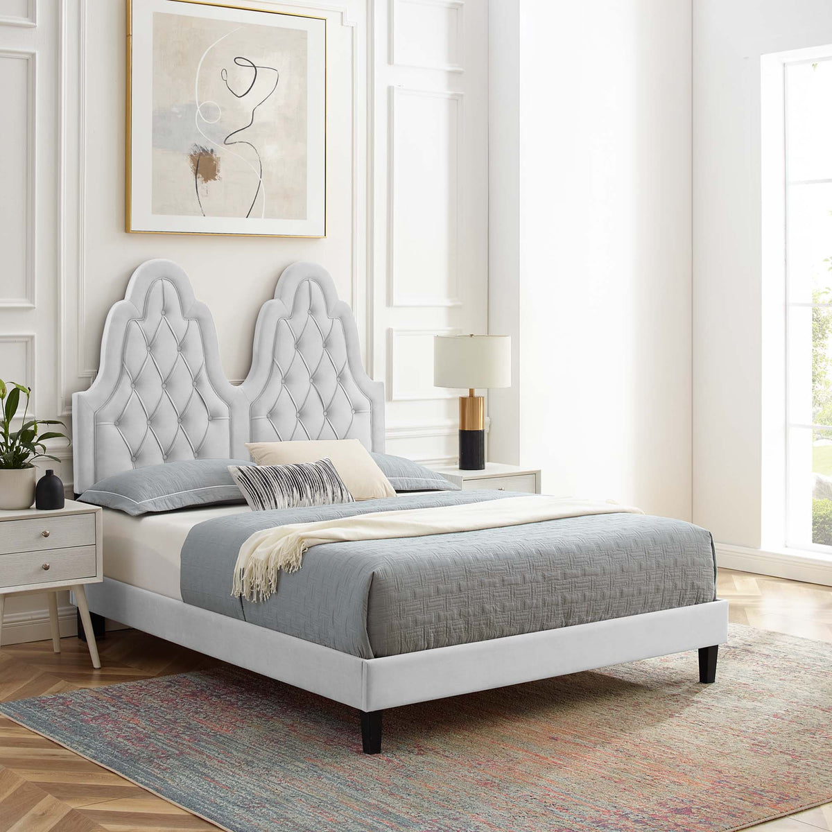 Alexandria Tufted Performance Velvet Platform Bed Modway Model: mod-6933