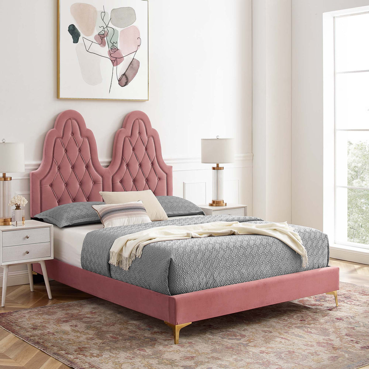 Alexandria Tufted Performance Velvet Platform Bed Modway Model: mod-6937