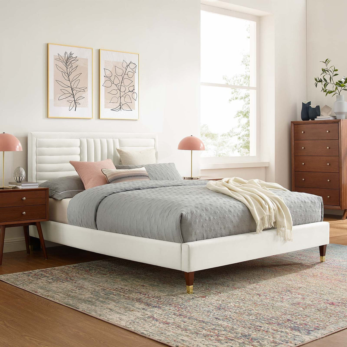 Sofia Channel Tufted Performance Velvet Platform Bed Modway Model: mod-6971
