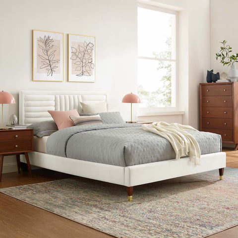 Sofia Channel Tufted Performance Velvet Platform Bed Modway Model: mod-6971