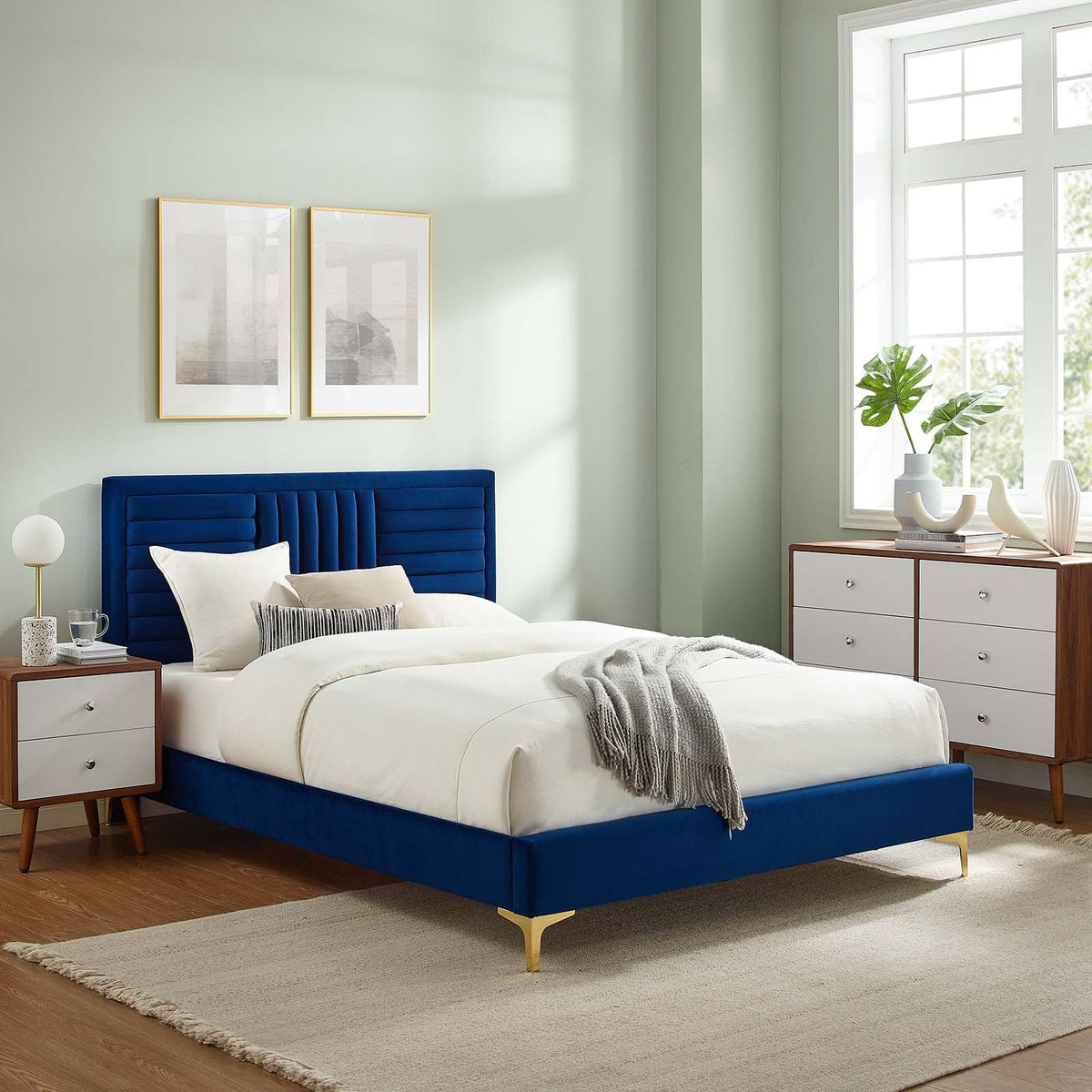 Sofia Channel Tufted Performance Velvet Platform Bed Modway Model: mod-6979