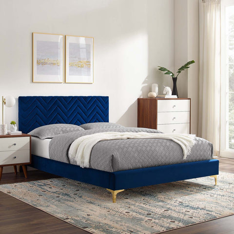 Leah Chevron Tufted Performance Velvet Platform Bed Modway Model: mod-6981