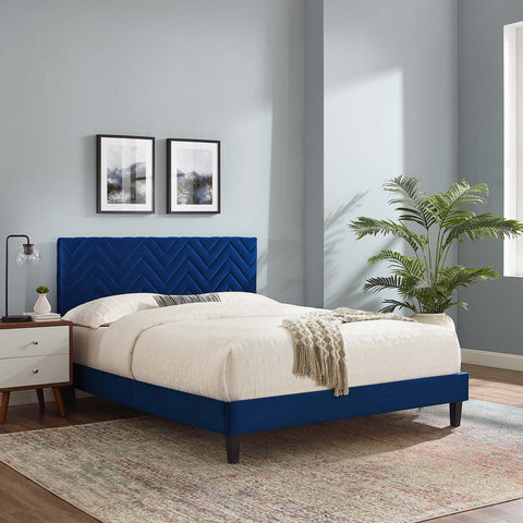Leah Chevron Tufted Performance Velvet Platform Bed Modway Model: mod-6989