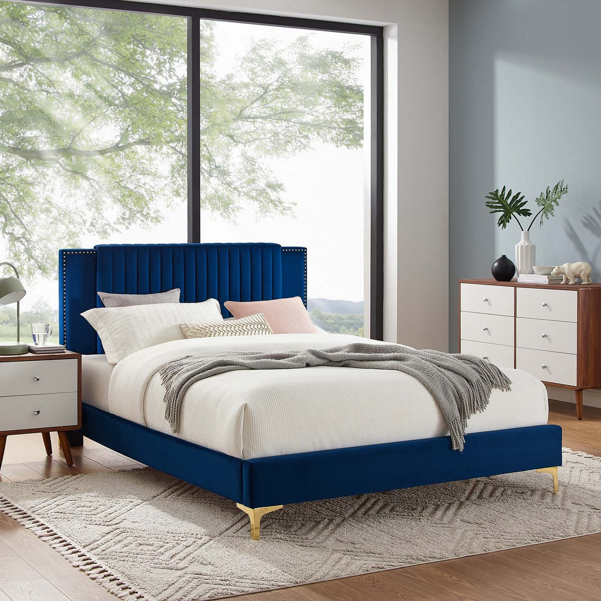Zahra Channel Tufted Performance Velvet Platform Bed Modway Model: mod-6994
