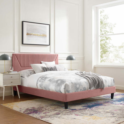 Yasmine Channel Tufted Performance Velvet Platform Bed Modway Model: mod-7016