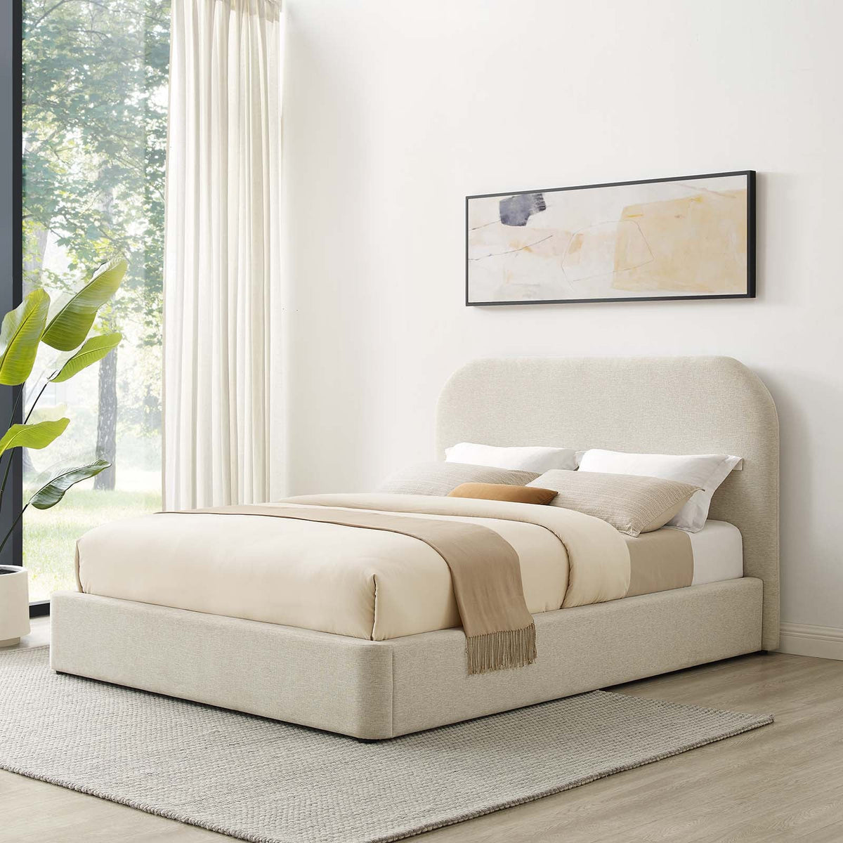 Keynote Upholstered Fabric Curved Platform Bed Modway Model: mod-7138