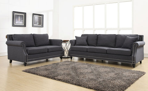 Camden Grey Linen Loveseat Model: TOV-63801-2-Grey