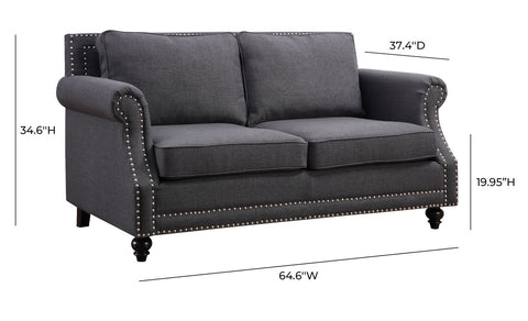 Camden Grey Linen Loveseat Model: TOV-63801-2-Grey