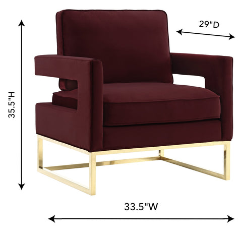 Avery Maroon Velvet Chair Model: TOV-A110