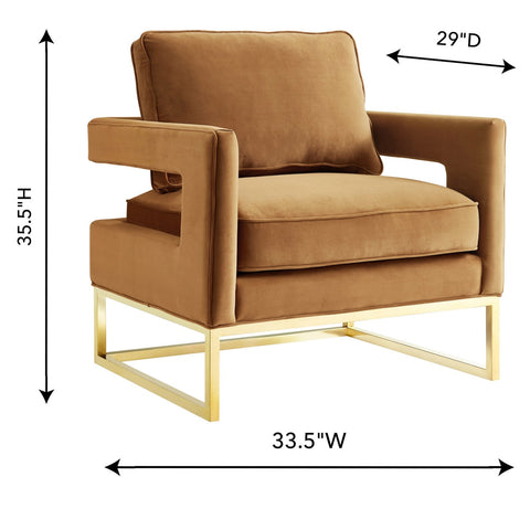 Avery Cognac Velvet Chair Model: TOV-A128