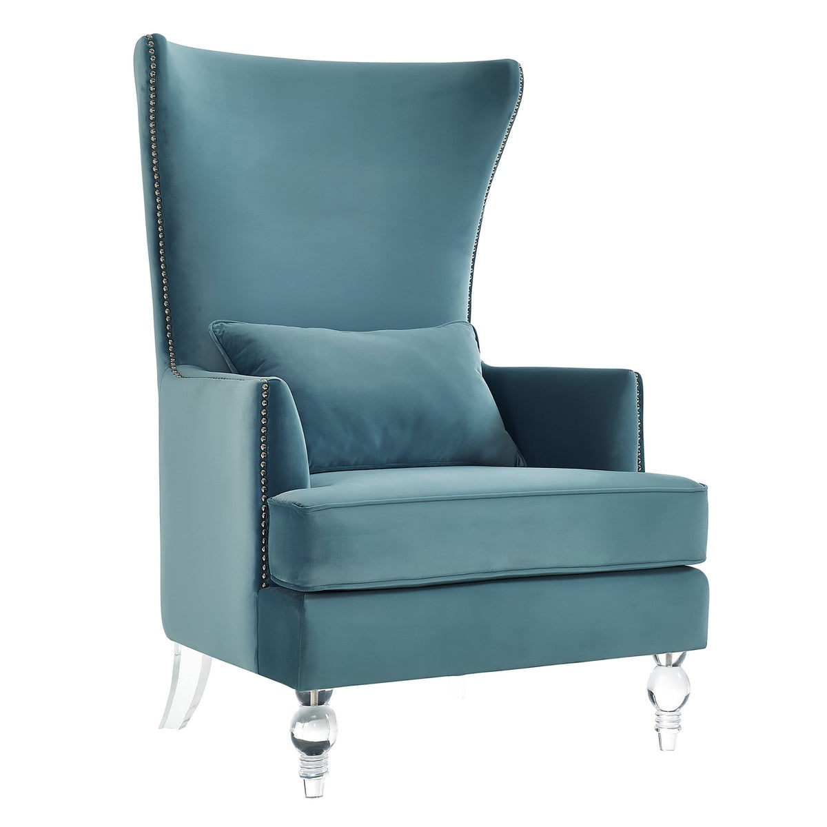 Bristol Sea Blue Velvet Chair with Lucite Legs Model: TOV-A139