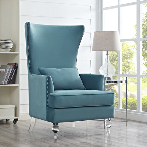 Bristol Sea Blue Velvet Chair with Lucite Legs Model: TOV-A139