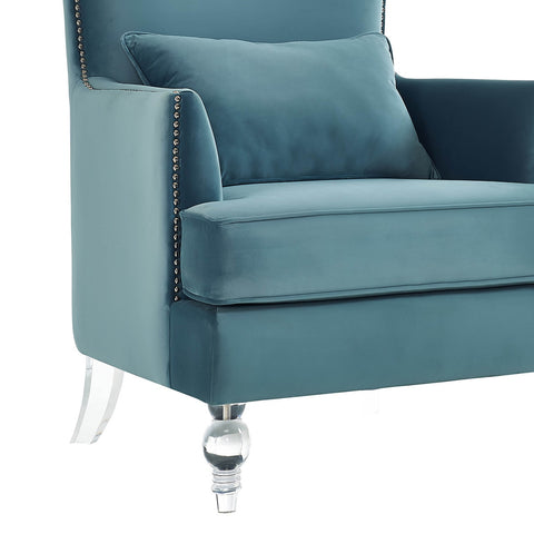 Bristol Sea Blue Velvet Chair with Lucite Legs Model: TOV-A139