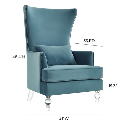 Bristol Sea Blue Velvet Chair with Lucite Legs Model: TOV-A139