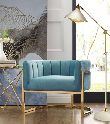 Magnolia Sea Blue Chair with Gold Base Model: TOV-A144