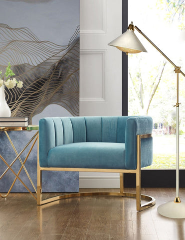 Magnolia Sea Blue Chair with Gold Base Model: TOV-A144
