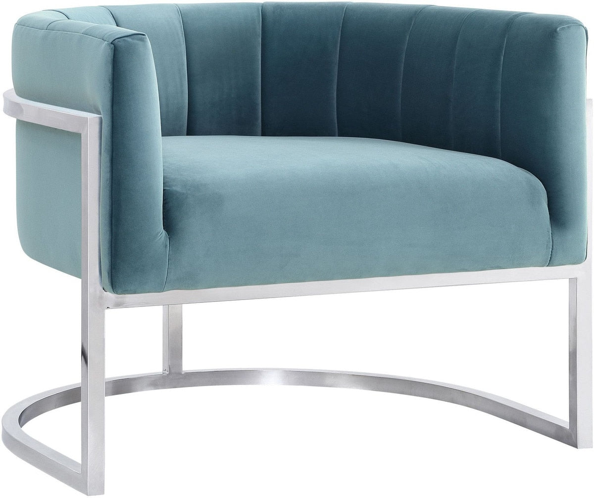 Magnolia Sea Blue Chair with Silver Base Model: TOV-A147