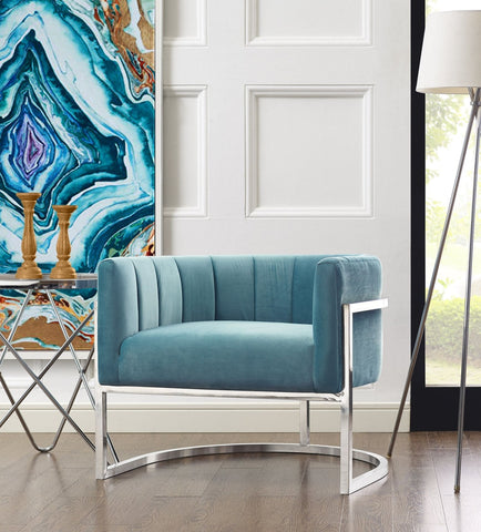 Magnolia Sea Blue Chair with Silver Base Model: TOV-A147