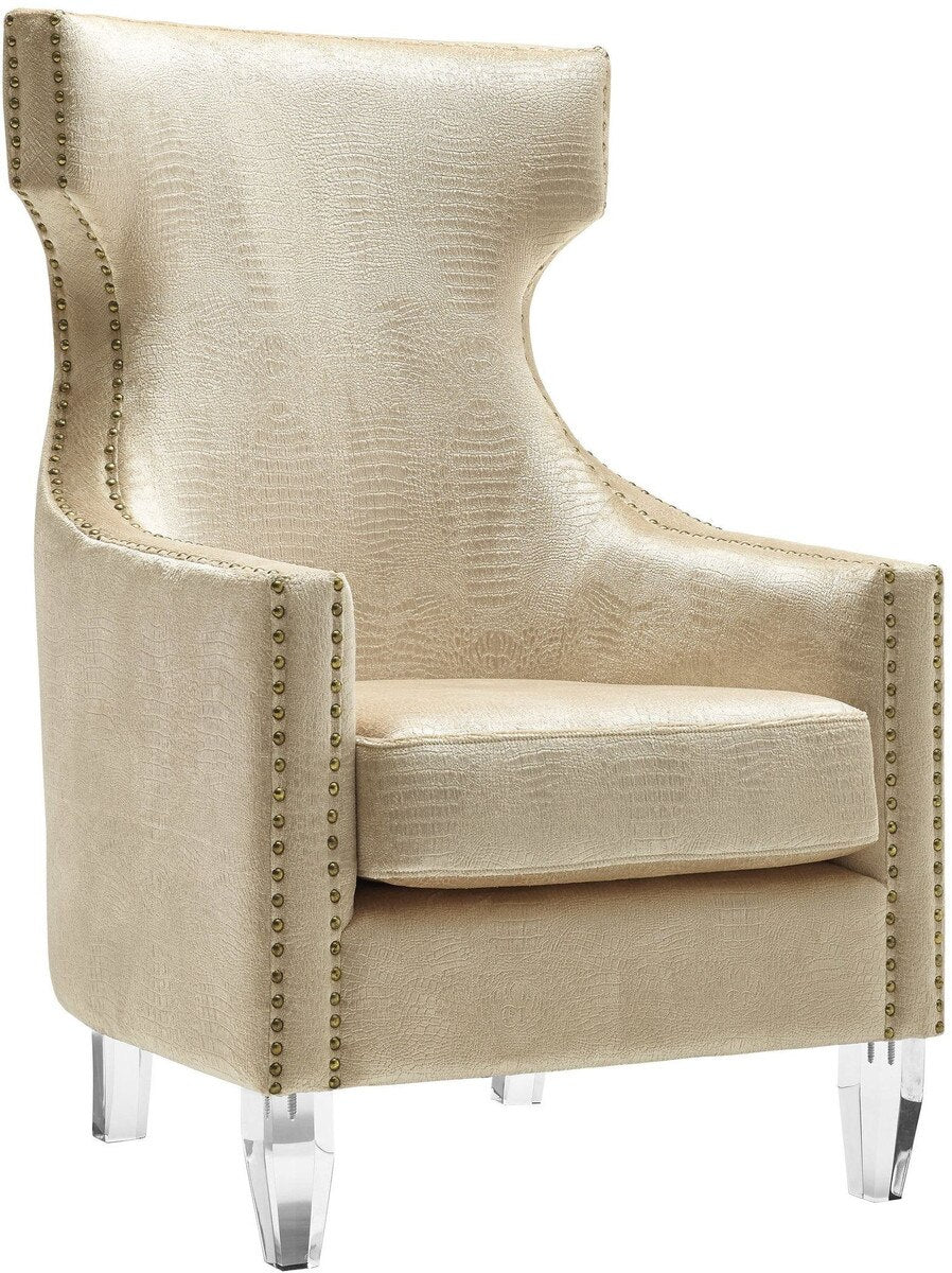 Gramercy Gold Croc Velvet Wing Chair Model: TOV-A76