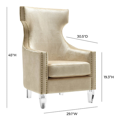 Gramercy Gold Croc Velvet Wing Chair Model: TOV-A76
