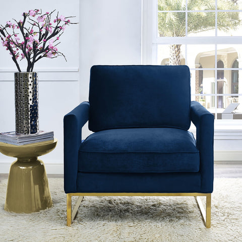 Avery Navy Velvet Chair Model: TOV-A91