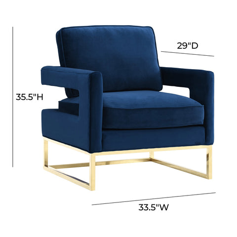 Avery Navy Velvet Chair Model: TOV-A91