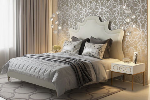Serenity Cream Velvet Bed in King Model: TOV-B104
