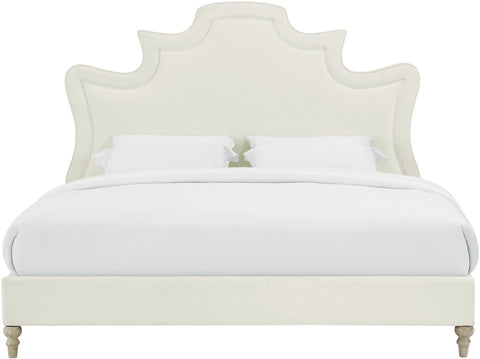 Serenity Cream Velvet Bed in King Model: TOV-B104