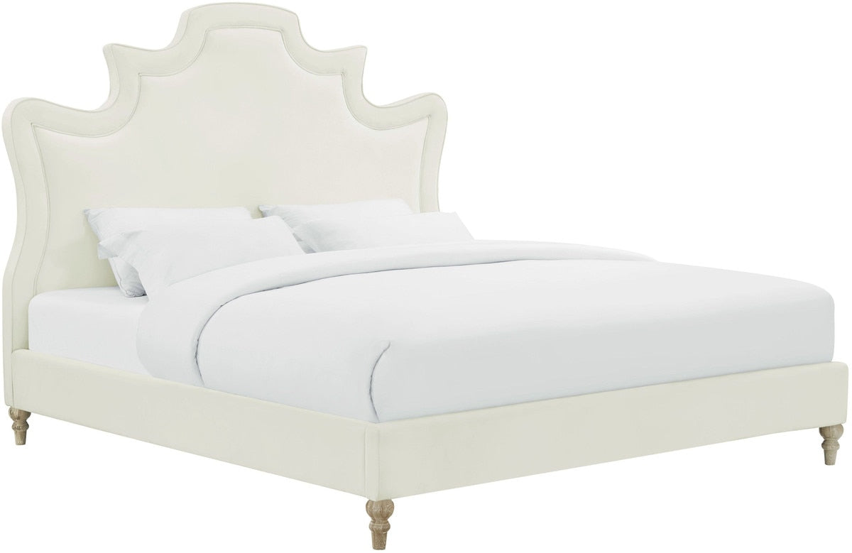 Serenity Cream Velvet Bed in Queen Model: TOV-B105