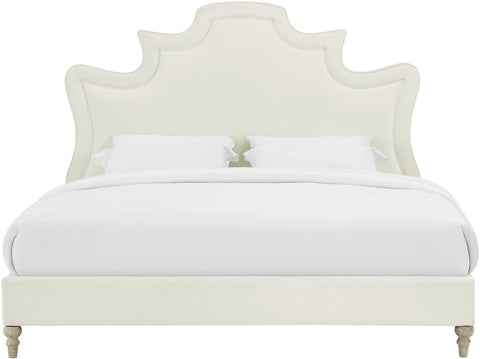 Serenity Cream Velvet Bed in Queen Model: TOV-B105