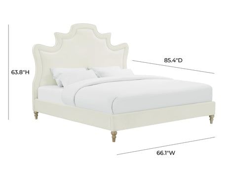 Serenity Cream Velvet Bed in Queen Model: TOV-B105