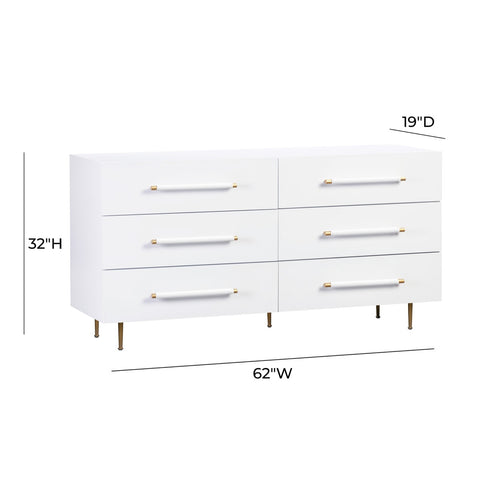 Trident White 6 Drawer Dresser Model: TOV-B44095