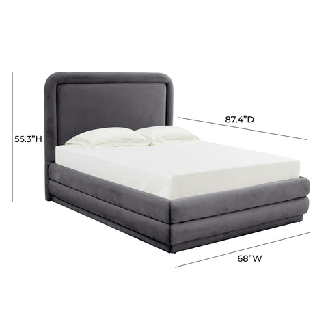 Briella Dark Grey Velvet Bed in Queen Model: TOV-B44215