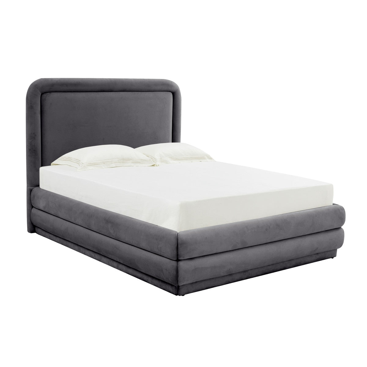 Briella Dark Grey Velvet Bed in Full Model: TOV-B44218