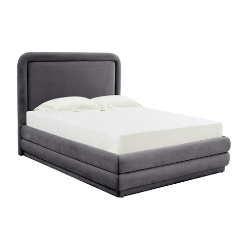 Briella Dark Grey Velvet Bed in Full Model: TOV-B44218