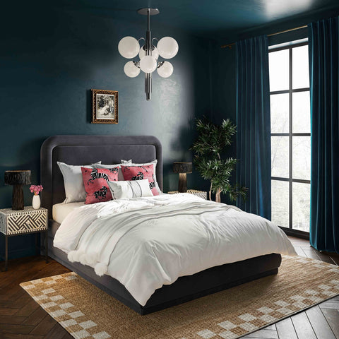 Briella Dark Grey Velvet Bed in Full Model: TOV-B44218