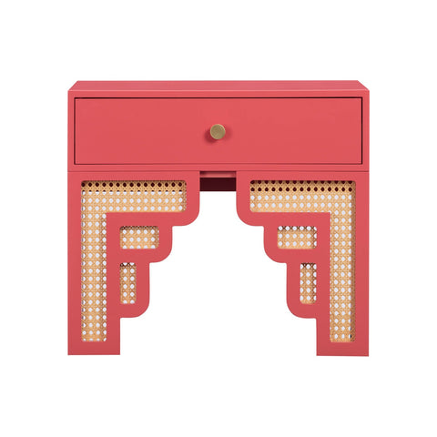 Suzie Coral Pink & Rattan Nightstand Model: TOV-B54202