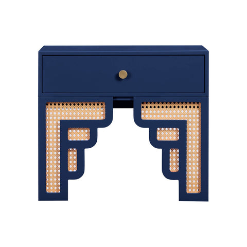 Suzie Navy & Rattan Nightstand Model: TOV-B54204