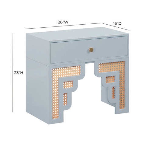 Suzie Pastel Blue & Rattan Nightstand Model: TOV-B54205