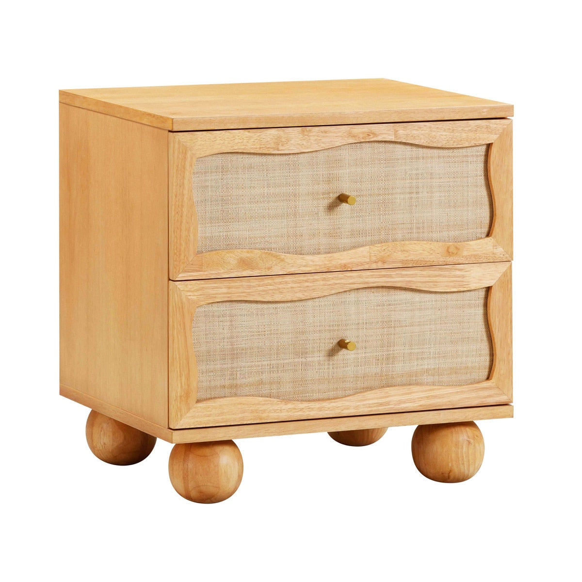 Grappa Natural Wood & Rattan Wavy Nightstand Model: TOV-B54344