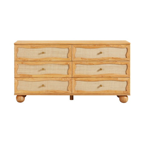 Grappa Natural Wood & Rattan Wavy Dresser Model: TOV-B54345