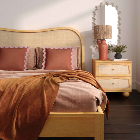 Grappa Natural Wood & Rattan King Bed Model: TOV-B54347