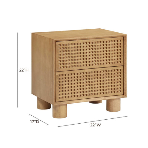 Miles Natural Wood 2-Drawer Nightstand Model: TOV-B54348