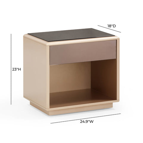 Martha Taupe Mirrored Nightstand Model: TOV-B54440