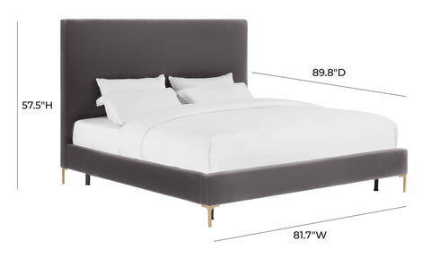 Delilah Grey Velvet Bed in King Model: TOV-B6267