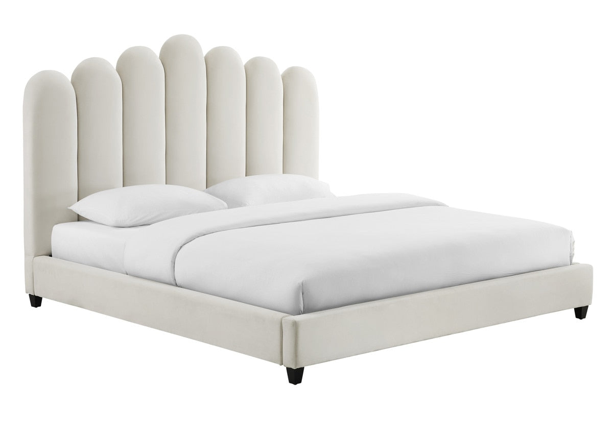 Celine Cream Velvet Bed in King By Inspire Me! Home Decor Model: TOV-B6311