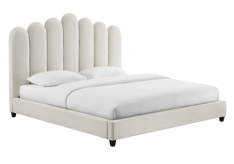 Celine Cream Velvet Bed in King By Inspire Me! Home Decor Model: TOV-B6311