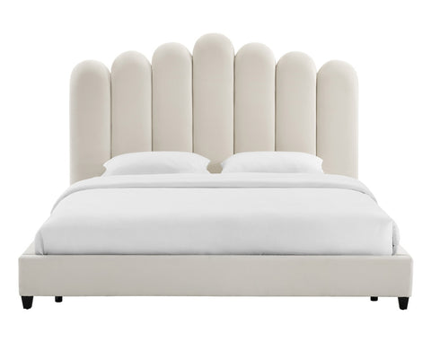 Celine Cream Velvet Bed in King By Inspire Me! Home Decor Model: TOV-B6311