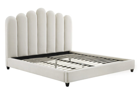 Celine Cream Velvet Bed in King By Inspire Me! Home Decor Model: TOV-B6311